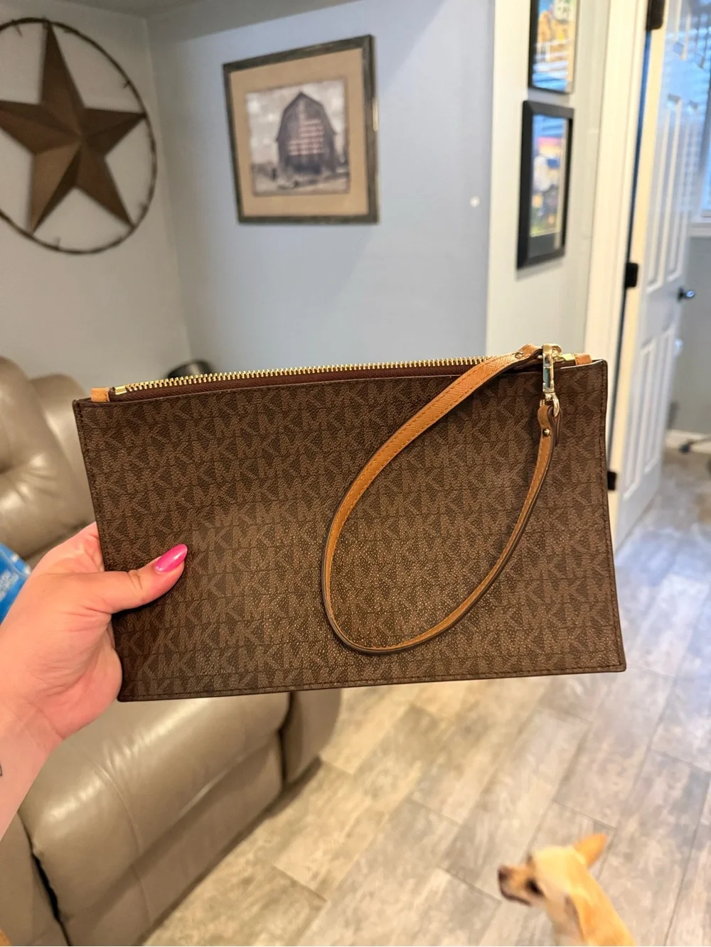 Michael Kors Brown and Tan Signature Tote with Matching Wallet